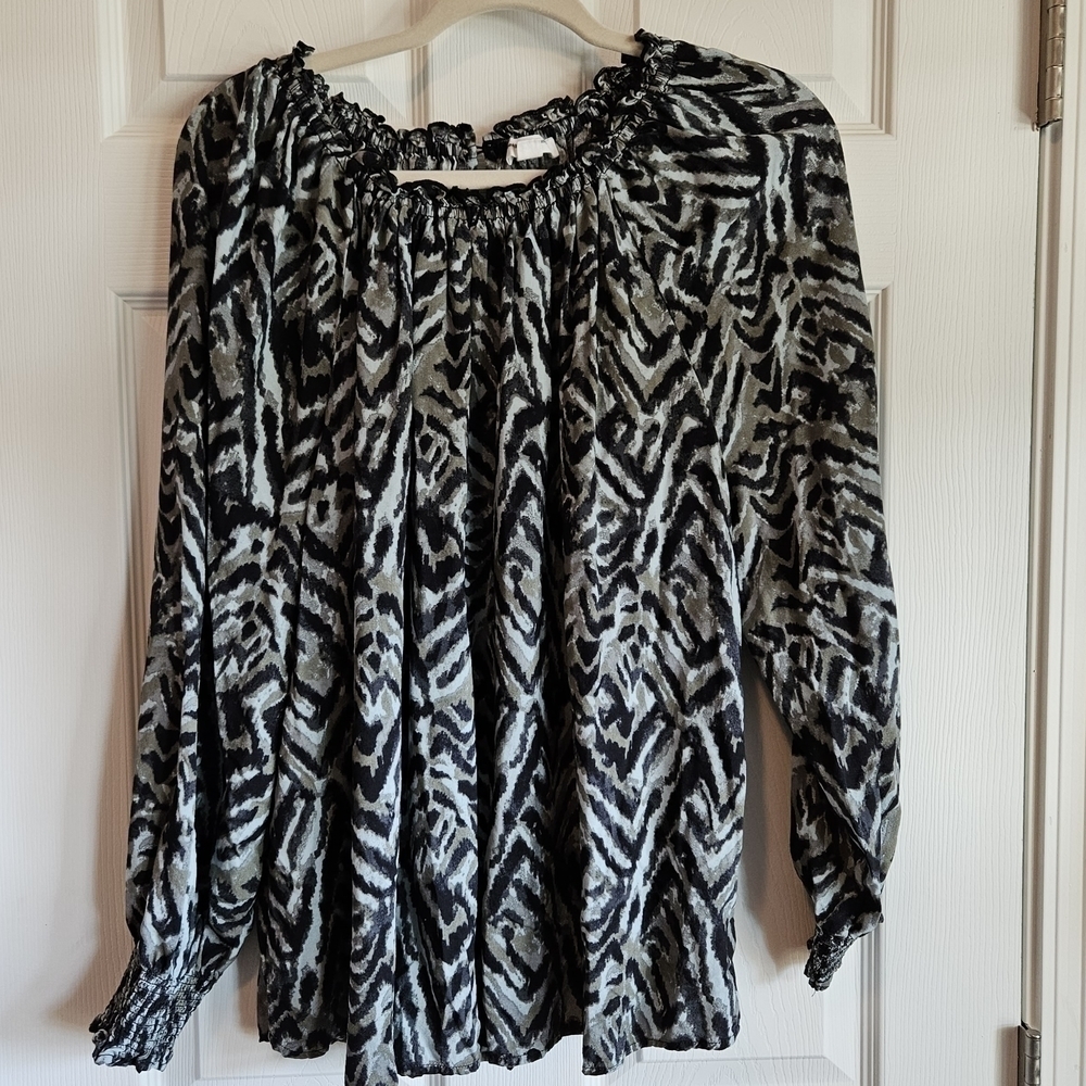 Beach Lunch Lounge‎ blouse black animal print Size XL